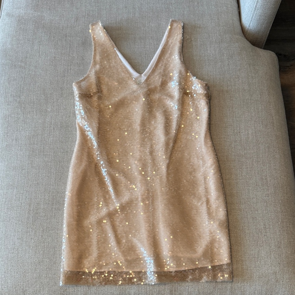 a new day Sequin V-Neck Mini Dress in Champagne Gold